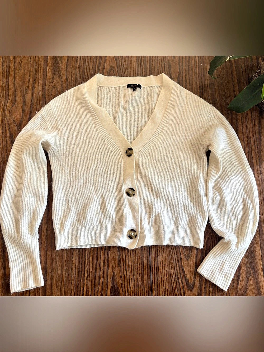 Quince Baby Alpaca-Wool Cropped Cardigan Cream Small